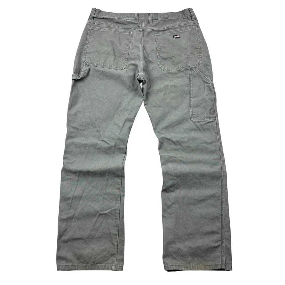 Dickies Carpenter Pants Men 36x32 Gray Canvas Workwear Utility Distressed Faded